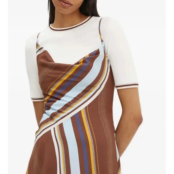 A.L.C Striped Brown and Blue Women's Dress, Size 8, EUC - Picture 5 of 9